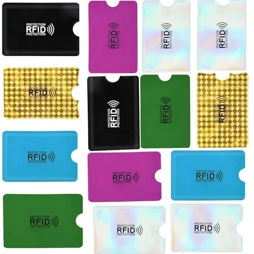LiJuanWang RFID-Kartenhalter, 14 Stück Mehrfarbige Kreditkartenhüllen, RFID-Blocker, Schutzhüllen für Kreditkarte, Personalausweis, EC-Karte, Bankkarte, Reisepass