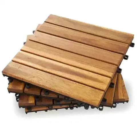 11x Terrassenfliesen Balkonfliesen Akazien-Holzfliesen, 30 x 30 cm, 1m² (207171)