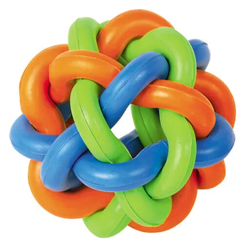 Nobby Vollgummi Knotenball 9,5cm robust Hundespielzeug Zahnpflege schwimmt Hund
