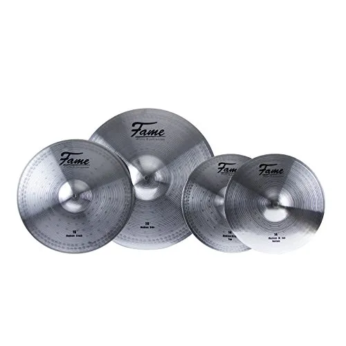 Fame Cymbal Set Reflex 3-teilig - Beckenset aus Speziallegierung mit 20 Zoll Ride, 16 Zoll Crash und 14 Zoll HiHat. Robuste Konstruktion und obertonreicher Klang für kraftvolle Performance – ideal für Einsteiger und Profis.