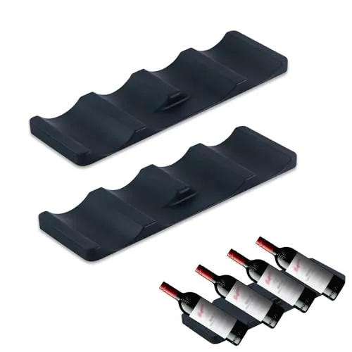 DHSWNNG 2 Stück Flaschenhalter Kühlschrank, Silikon Kühlschrank Flaschenablage Flaschenregal Stapelbar Kühlschrank Organizer Flaschen für Küche Speisekammer (Schwarz)