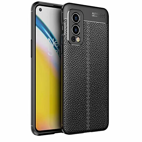 Cadorabo Hülle kompatibel mit OnePlus Nord 2 5G Schutzhülle TPU Silikon Case Kunst Leder Design Slim Kratzfest Weiche Gummi mit Rundumschutz Case Hülle für OnePlus Nord 2 5G in Schwarz