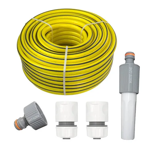 Premium Gartenschlauch Set 1/2 Zoll 25m mit Klick-Stecksystem - Gartenschläuche für vielseitige Anwendungen, 5-lagig, druckfest und knickfrei. Ideal für Gartenbewässerung, langlebig und umweltfreundlich, passend für alle gängigen Stecksysteme.