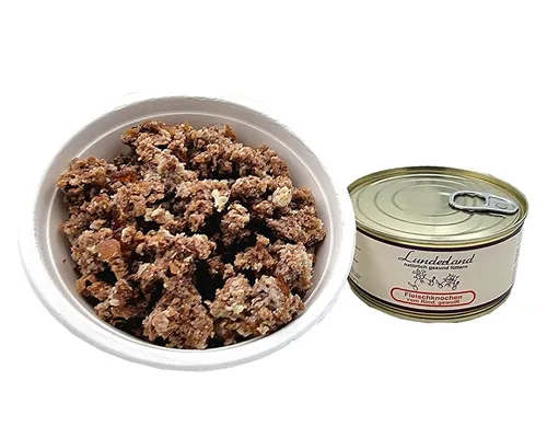 Lunderland Fleischknochen 300g Dose 100% Rinderknochen mit Fleisch/ Fett gewolft