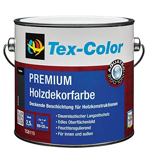 Tex-Color TC6115 PREMIUM Holzdekorfarbe Seidenglänzend innen-außen (2,5L, Grau)