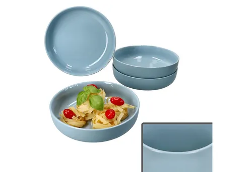 Ritzenhoff & Breker Suppenteller Jasper 4x Graublau 610ml - Hochwertige Steingut Suppenteller, ideal für Suppen und Eintöpfe. Mit einzigartiger Matt- und Glanzglasur für eine stilvolle Tischpräsentation und spülmaschinenfest.