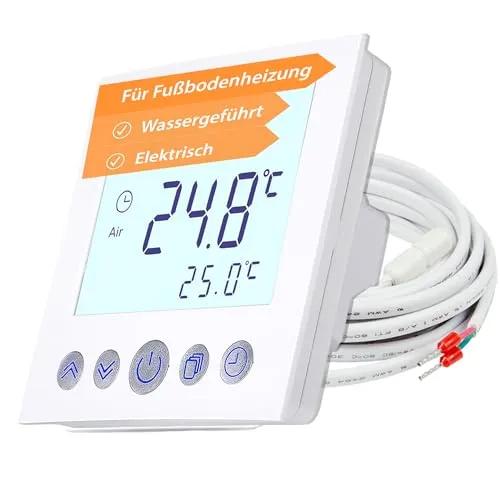 Digital Thermostat für Fußbodenheizung - C16 UP-Thermostat mit LCD-Display - Programmierbarer Thermostat für Fußboden- und Wandheizung, ausgestattet mit einem großen LCD-Display und Frostschutzfunktion für optimalen Komfort.
