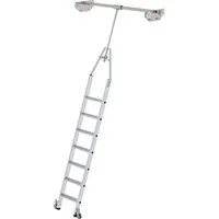 PROREGAL Stufen Regalleiter drehbar für Doppelregal 7 Stufen - Werkstatteinrichtung, hochwertige Aluminium-Regalleiter mit 150 kg Tragkraft, optimal für sichere und flexible Nutzung in Doppelregalen.