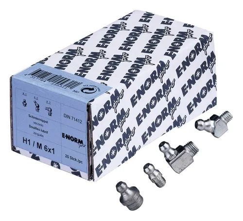 E-NORMpro Schmiernippel DIN 71412 5.8 galvanisch verzinkt a H1 / M10 x 1 - (VPE: 25 Stück)