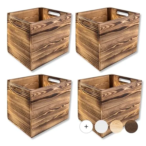 Creative Deco Holzkiste Vintage 4er Set | 33 x 37 x 33 cm | Ideal für Kallax Regal