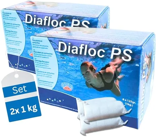 GlobaClean 2X 1kg Flockmittel Pool Kartuschen 16 x 125g für Sandfilter & Filterglas. Pool Flockungsmittel und Poolpflege, Poolklar, Poolreiniger, Pool Zubehör für klares Poolwasser