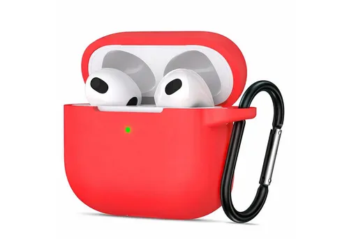 CoolGadget Kopfhörer-Schutzhülle Basic Silikon Hülle für AirPods 3 Schutzhülle mit Karabiner, Soft Touch Case, stoßfest, rutschfest, 360° Schutz, kabellos ladbar