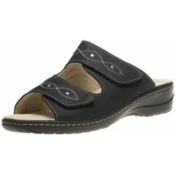 Hickersberger Milano HALLUX - Nubuk Pantolette d.blau Weite G - Pantoletten für Hallux Valgus, mit extrem elastischem Stretcheinsatz und wohltuender Kräutereinlage im Leichtkorkfußbett für optimalen Tragekomfort.