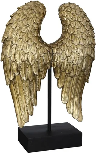 GILDE Skulptur Wing, goldfarben/schwarz, 30 cm - Stilvolle Skulptur aus Kunstharz mit elegantem Flügel-Design in antikem Goldfinish. Perfekt für jedes Zuhause, bringt eine edle Note in Wohnzimmer, Büro oder als besonderes Geschenk.
