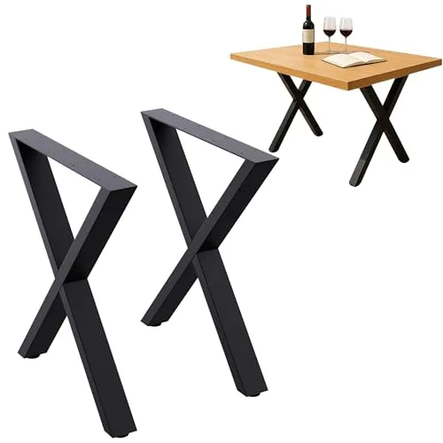 DanDiBo Tischbeine Metall Schwarz 60 x 72 cm - Höhenverstellbar & Stabil - MODERNE X-TISCHBEINE aus robuster Stahlkonstruktion mit hochwertiger Pulverbeschichtung. Ideal für individuelle Tischgestaltungen und bietet optimale Stabilität für Esstische oder Schreibtische – perfekt für jeden Einrichtungsstil.