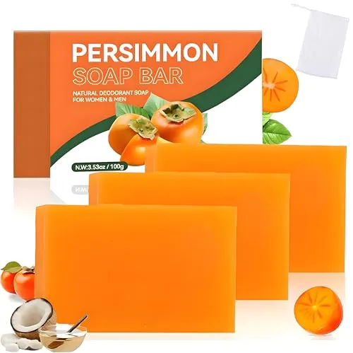 Stück Persimmon Seife mit Grüntee-Extrakt – Handgemachte Kaki Pflege für Damen & Herren