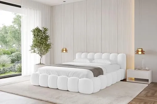 ALTDECOR Polsterbett mit Bettkasten und Lattenrost, Bett mit Kopfteil, Boxbett ohne Matratze, Doppelbett mit Stauraum - Sena v1-160x200 Weiß