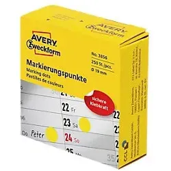AVERY Zweckform Markierungspunkte 3856 Haftend Gelb 19 mm 250 Stück
