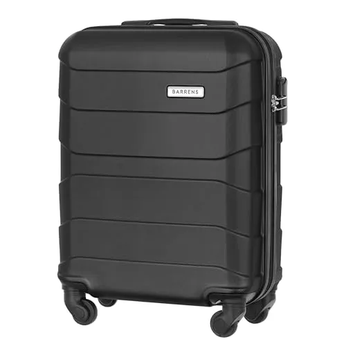 BARRENS Handgepäck Koffer 55x40x20 cm Reisekoffer Hartschalenkoffer Cabin Size Suitcase Carry On Luggage Kabinenkoffer mit 4 Rädern Zahlenschloss Teleskopgriff Groß und Leicht (Schwarz)