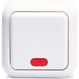 McPower Lichtschalter Finery, weiß mit Kontrolllicht - Smart Home Aufputz-Wechselschalter mit integrierter Kontrollleuchte für einfache Montage und Nutzung. Robustes Gehäuse aus Spezialkunststoff, ideal für Innenanwendungen.