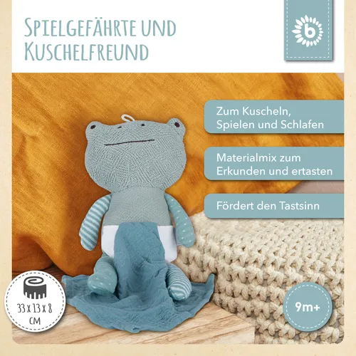 Bieco Frosch Kuscheltier mit Schmusetuch | 30 cm | Frosch Plüschtier | Baby Kuscheltier Mädchen & Junge | Kuscheltier Baby | Stuffed Animal | Frosch Stofftier Baby | Süße Baby Kuscheltiere
