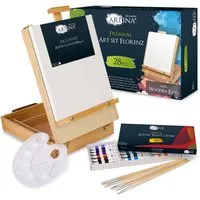 Artina Kofferstaffelei Florenz, Malset mit 28 Teilen - Staffelei mit praktischem Kofferdesign, ideal für Künstler und Einsteiger, fördert Kreativität und ist perfekt für unterwegs.