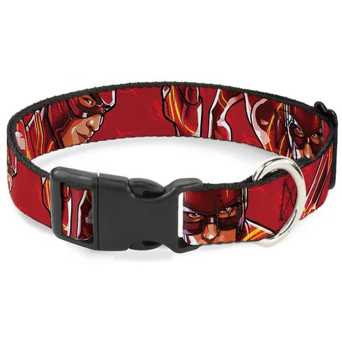 DC Comics Hundehalsband mit Kunststoffclip, Schnellverschluss, leicht verstellbar, The Flash 2023 Pose, 33 bis 43 cm, 3,8 cm breit