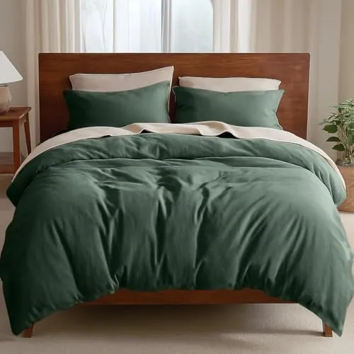 Lanqinglv Bettwäsche 135x200 cm Grün Dunkelgrün,ÖKO-TEX Bettwäsche-Sets Allergiker Aesthetic Bettwäsche Bettbezug135x200 cm mit Reißverschluss und Kissenbezug 80x80cm aus Microfaser