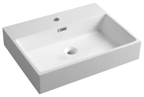 AQUATIC Waschtisch aus Gussmarmor, 60x46cm, Weiß - Eleganter Waschtisch aus hochwertigem Gussmarmor, ideal für moderne Badezimmer. Kompakte Maße von 60x46cm, inkl. Überlauf für zusätzliche Sicherheit. Lieferung ohne Zubehör.
