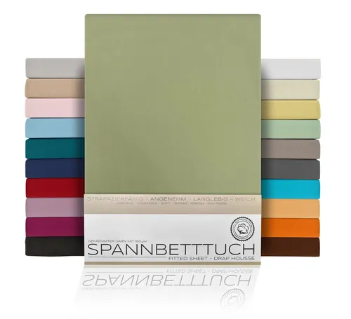 Beautex Spannbettlaken Spannbetttuch Bettlaken aus gekämmter Baumwolle Premium Jersey 160g/m², Jersey, Gummizug: rundum, (1 Stück)