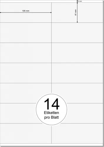 PRINTATION Papier-Etiketten (B105xH41mm) 25xA4 à 14 Eti. 1367770-NP