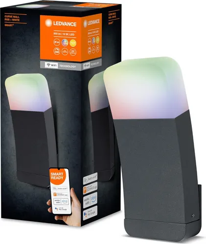 LEDVANCE SMART+ WIFI CURVE WALL - Smarte LED Außenleuchte - Lampen mit RGB-Farben, steuerbar per App und kompatibel mit Google und Alexa für individuelle Lichtgestaltung im Außenbereich.