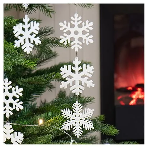 com-four® 12x Weihnachtsdeko - Schneestern-Anhänger - Hängedeko zum Dekorieren für den Weihnachtsbaum - Christbaumschmuck Schneeflocke - Eiskristalle (weiß - 12 Stück)