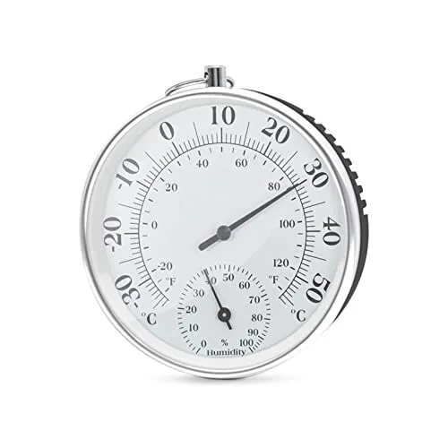 DIFCUL thermometer analog, Thermometer Aussen, Kabelloses Wandmontiertes Thermometer und Hygrometer, außenthermometer analog Geeignet für Gärten, Häuser, Gewächshäuser, Autos usw
