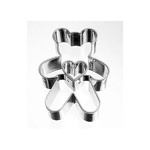 Ausstecher Ausstechform Bär Teddybär mit Herz 5,2 cm Weißblech