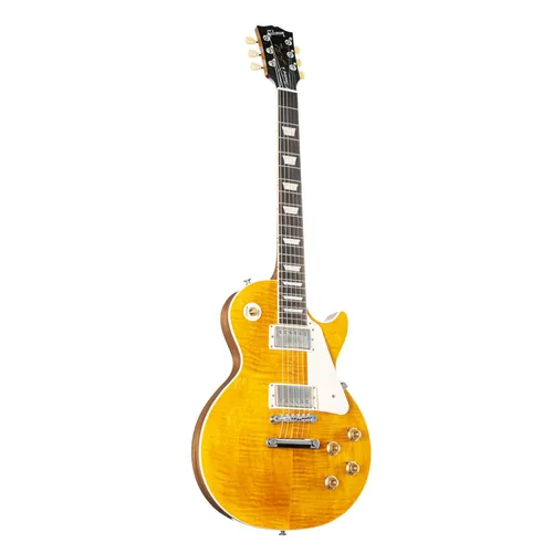Gibson Les Paul Standard 50s B-Stock E-Gitarre - B-Stock E-Gitarre in Honey Amber, Mahagoni Korpus, Vintage 50s Profil und handverdrahtet mit hochwertigen Orange Drops Kondensatoren – ideal für professionelle Musiker.