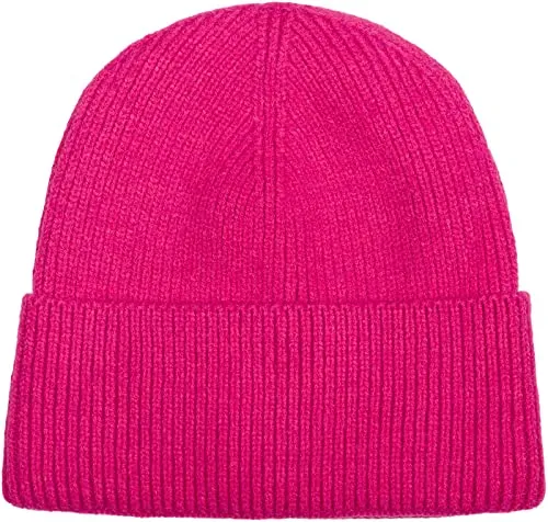 styleBREAKER Unisex Strickmütze mit Rippenmuster und breiter Krempe | Doppelt gestrickte Beanie Wintermütze | Warme Feinstrick Haube für Damen und Herren in vielen Farben, Farbe:Pink