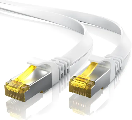 Primewire LAN-Kabel CAT.7, RJ-45 (Ethernet), CAT 7 Flachband U/FTP Gigabit Netzwerkkabel 10 Gbit/s Patchkabel - 10m