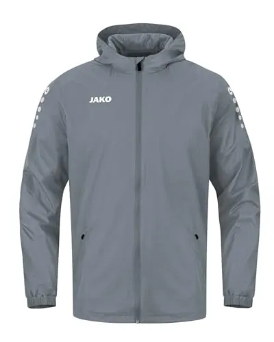 JAKO Kinder Allwetterjacke Team 2.0 - Steingrau, Größe 128 - Jacke für Kinder mit wasserabweisendem Obermaterial, ideal für jedes Wetter. Praktische Reißverschlusstaschen und elastische Ärmelabschlüsse sorgen für Komfort.
