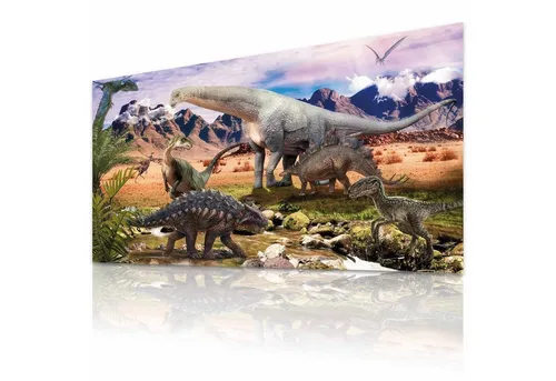 Goods+Gadgets Poster Dinosaurier Kunstdruck, Steppenlandschaft (Dino XXL Wandbild), Kinderzimmer Deko