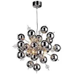 Näve Hängeleuchte Explosion, Klar & Chrom, 10-flammig - Moderne Hängeleuchte aus Glas und Metall, 10-flammig, mit kugelförmigen Schirmen für einen eleganten Blickfang über dem Esstisch.
