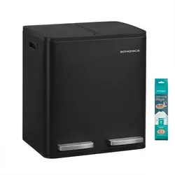 SONGMICS Mülleimer Abfalleimer 30L mit 2 Fächern - Praktischer Abfalleimer mit 30L Volumen und 2 herausnehmbaren Inneneimern. Ideal für eine ordentliche Mülltrennung. Der Softclose-Deckel sorgt für leises Schließen.