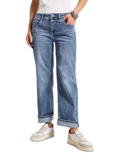 Street One Straight Leg Jeans - A379176, Mid Blue Washed, Gr. 31 x 28 - Jeans für Damen im Casual Fit mit Stretchanteil für optimalen Komfort. Perfekt für jeden Anlass mit klassischer 5-Pocket-Optik und einer modernen blauen Waschung.