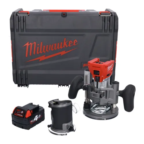 Milwaukee M18 FTR-401X Akku Fräse 18 V Brushless mit 4 Ah Akku - Oberfräse mit leistungsstarkem Brushless-Motor, ideal für präzise Arbeiten. Inklusive 4 Ah Lithium-Ionen Akku und praktischer HD Box für einfachen Transport.