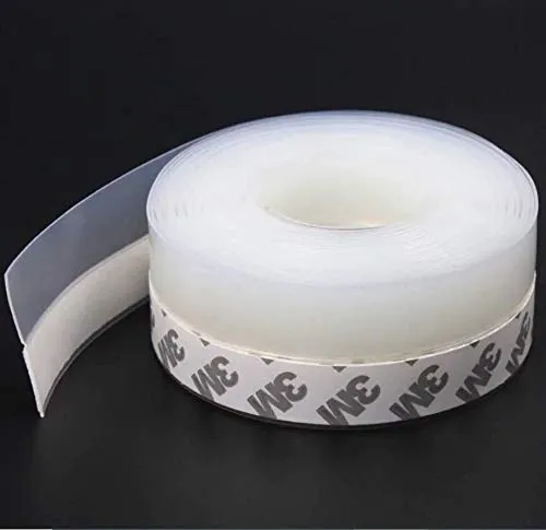 DELAISI 5m Dichtungsband für Tür und Fenster, Selbstklebende Silikon-Tür Silikon-Wetterabisolierung, wasserdicht Dichtband Glasduschtür, transparent (25 mm Breite)