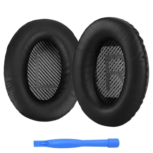 Ersatz Ohrpolster für Bose QuietComfort 35 (QC35) und Quiet Comfort 35 II (QC35 II) von MMOBIEL - Protein PU Kopfhörer Ohrpolster – Kopfhörer Ersatzpolster - Schwarz