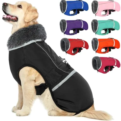 QBLEEV Hundewintermantel, reflektierende Jacke für Hunde