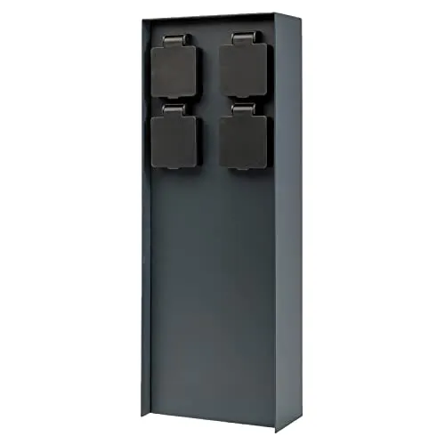 Grafner Edelstahl Design Gartensteckdose mit 4 Steckdosen - Steckdosen & Zubehör, wetterfest und elegant, ideal für die Stromversorgung im Garten mit 4 Steckdosen und hochwertiger Pulver-Beschichtung für Langlebigkeit.