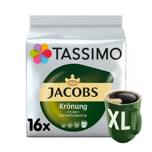 Tassimo Jacobs Krönung XL 2524: Mildes Aroma für große Tassen - Kaffeekapseln mit einer exquisiten Mischung aus Premium-Arabica-Bohnen, ideal für eine besonders große Tasse (195 ml) und höchsten Genuss.
