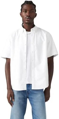 Levi's Herren Ss Authentic Hemd - Bright White, Medium - Herrenhemden mit klassischem Button-Down-Kragen, aus 100% Baumwolle für hohen Tragekomfort, ideal für lässige und formelle Anlässe.